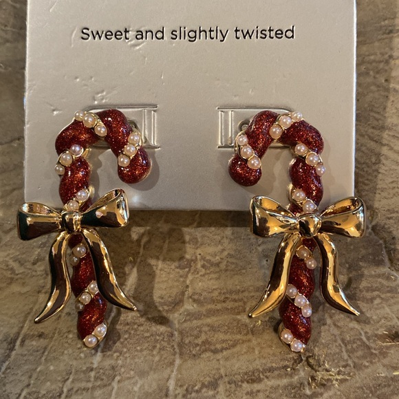 SUGARFIX BaubleBar Mint Condition
Candy Cane Earrings - Red White Pearl Gold NWT - Picture 8 of 8